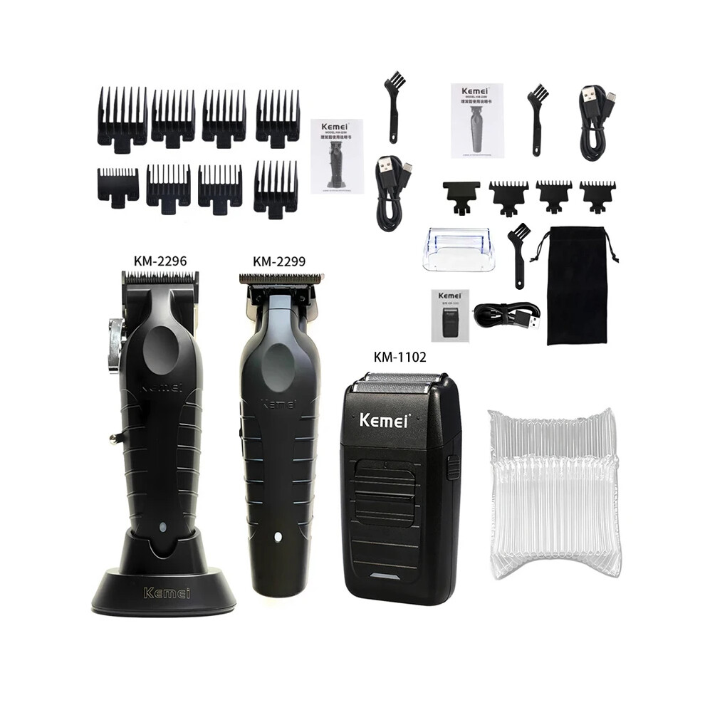 (Hors coffret) KM-2296 KM-2299 KM-1102 Coffret de barbier professionnel pour hommes Rasoir électrique