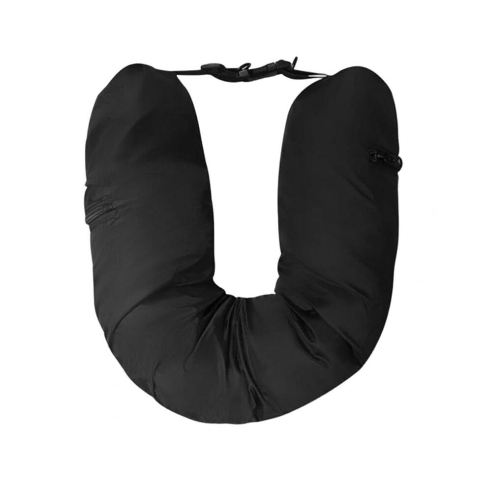 (Noir A) Oreiller de voyage pour le cou, oreiller de voyage auto-rembourrant, oreiller de voyage portable