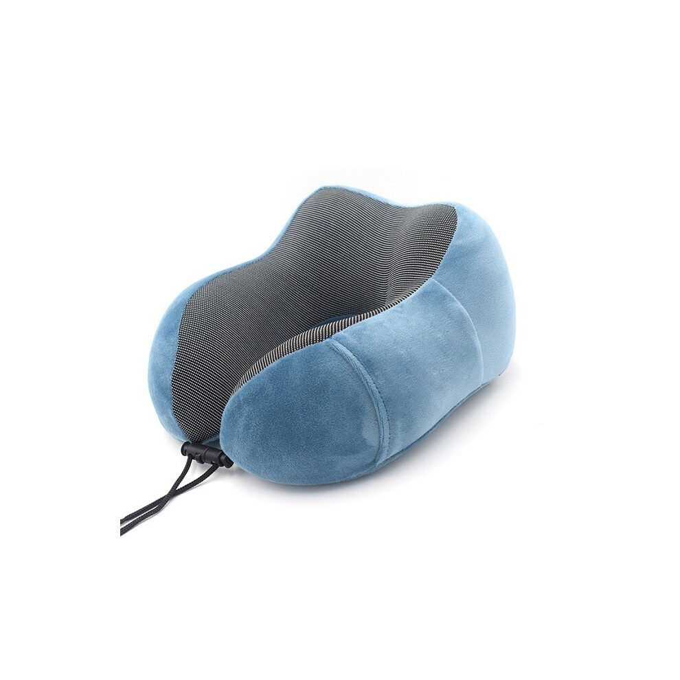 (Bleu) Oreiller cervical en mousse à mémoire de forme en U, oreiller de voyage doux, oreiller de massage