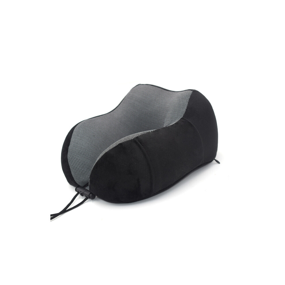 (Noir) Oreillers de cou en mousse à mémoire de forme en U Oreiller de voyage doux Oreiller de massage