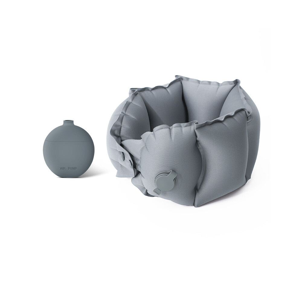 (gris-62x13cm) Oreiller gonflable en forme de U avec pot gonflable, rangement portable