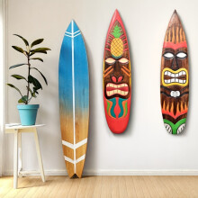 2d Flat - 2pcs Tiki Ananas & Feuer 2d Außenwandkunst -Set - lebendige tropische Holzschilder für die hawaiianische Luau -Party, Beach Bar Decor