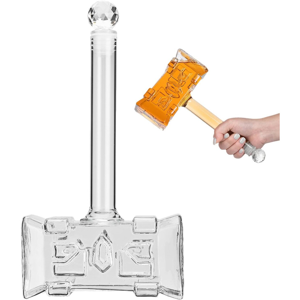 Liquor Decanter | 400ml Hammer Whiskey Decanter with Airtight Stopper - Alcohol Bottle for Cocktail, Bourbon, Vodka Or Wine