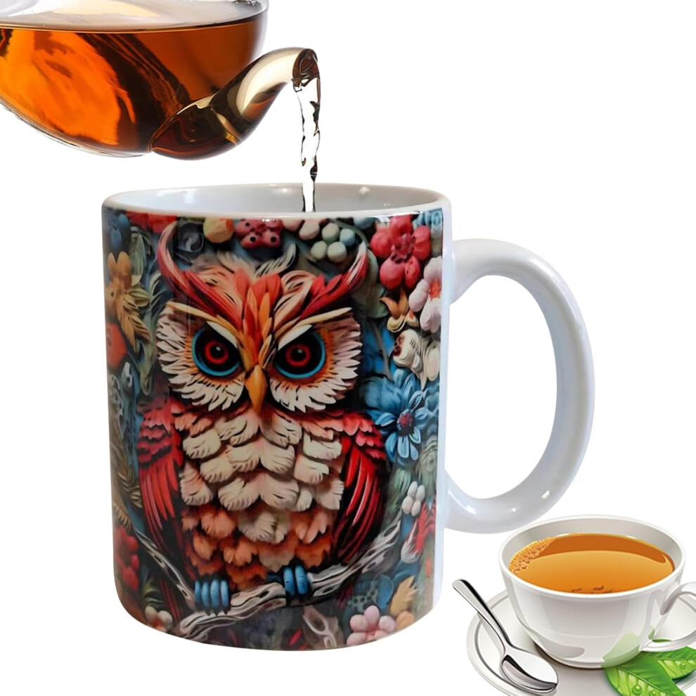 (Owl) Mug - Tea Cup Ceramic Cup Coffee Cup | Cute Creative Hand Painted Mug for Coffee Lover Mother Father Friends Halloween Birthday