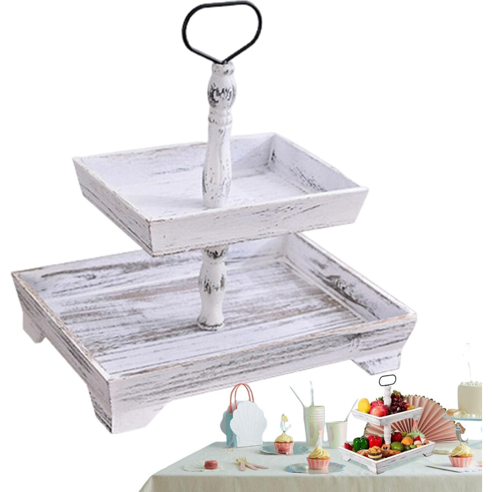 Tiered Tray Decor | Rectangle Tiered Tray Stand Decor | Artistic Aesthetic Table Centerpieces for Desks, Dinning Tables, Bookshelves, Entry Table,