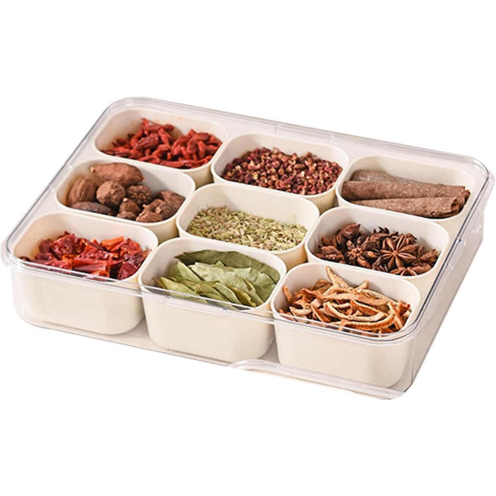 Snackle Box - Divided Seasoning Container with 9 Compartments - Versatile Snackle Box, Charcuterie Container, Snack Box, Serving Tray for Fruits