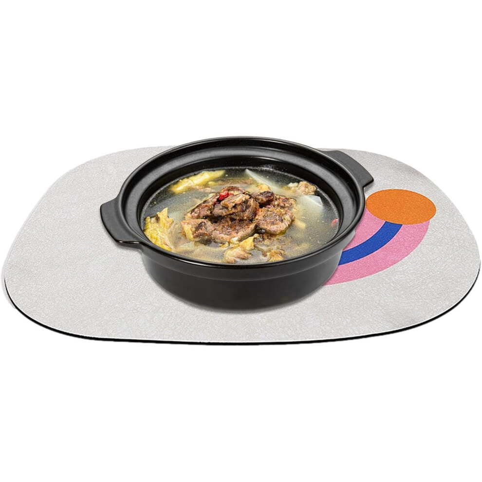 (30*40cm, Cute Love - Gray) Drying Mat for Kitchen Counter | Heat Resistant Kitchen Countertop Tableware Mat - Foldable, Splash-Proof, Non-Slip Cartoon Tableware Mat for Coffee