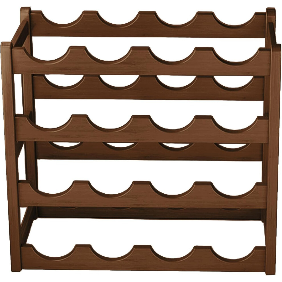 (Tea Brown) Wine Rack for Inside Cabinet - 20-Bottle Wooden Wine Holder for Cabinet | Wine Shelf, Stackable Space-Saving 4 Tier Wine Stand for Pantry Countertop