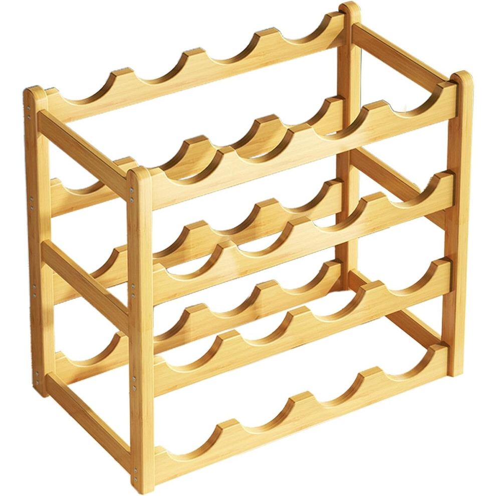 (Wood Color) Wine Rack for Inside Cabinet - 20-Bottle Wooden Wine Holder for Cabinet | Wine Shelf, Stackable Space-Saving 4 Tier Wine Stand for Pantry Countertop