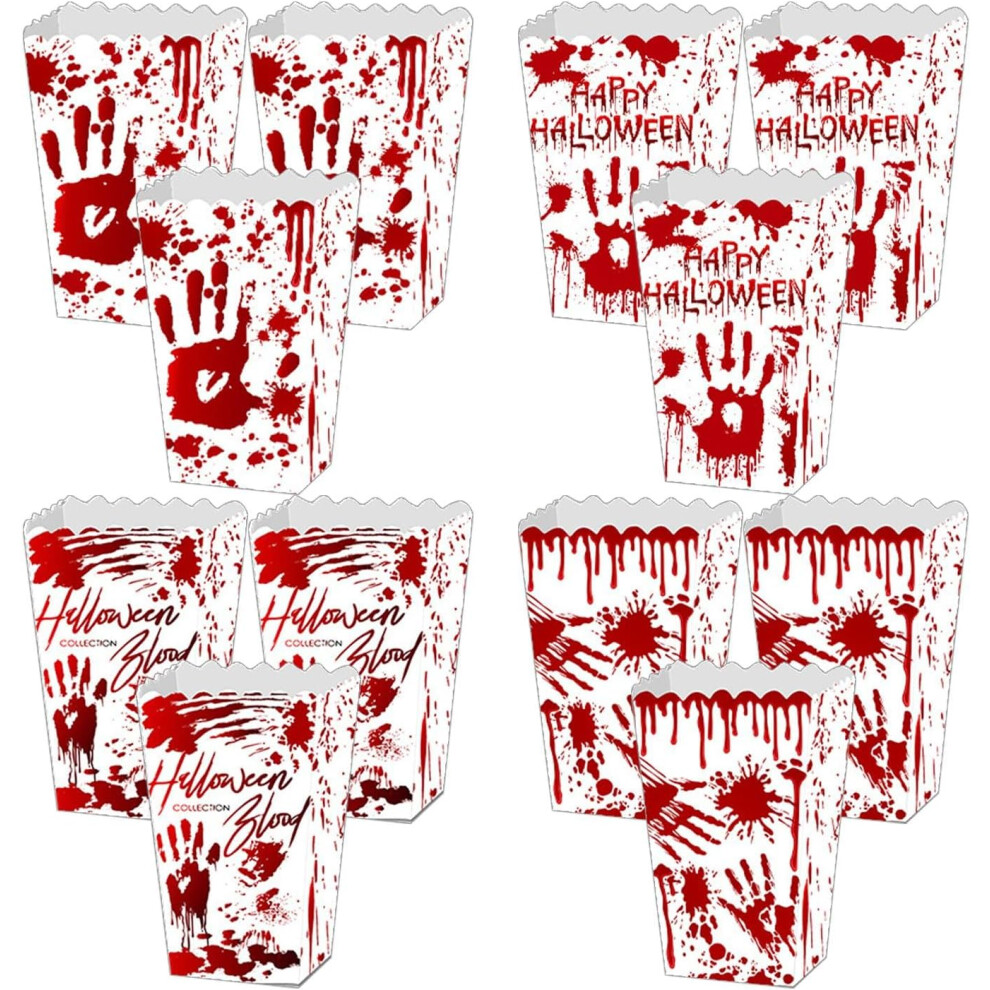 (Style 2) Trick Or Treat Popcorn Box - Trick Or Treating Snack Treat Box Set Of 12,Spooky Candy Supplies Containers Boxes For Event Favor Supplies