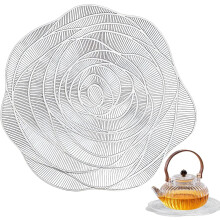 (Silver) Shape Placemats - Heat Resistant Place Mats Shape,Flowers Place Mats for Dining Table Holiday Wedding Accent Centerpiece Dinner Table Decoration