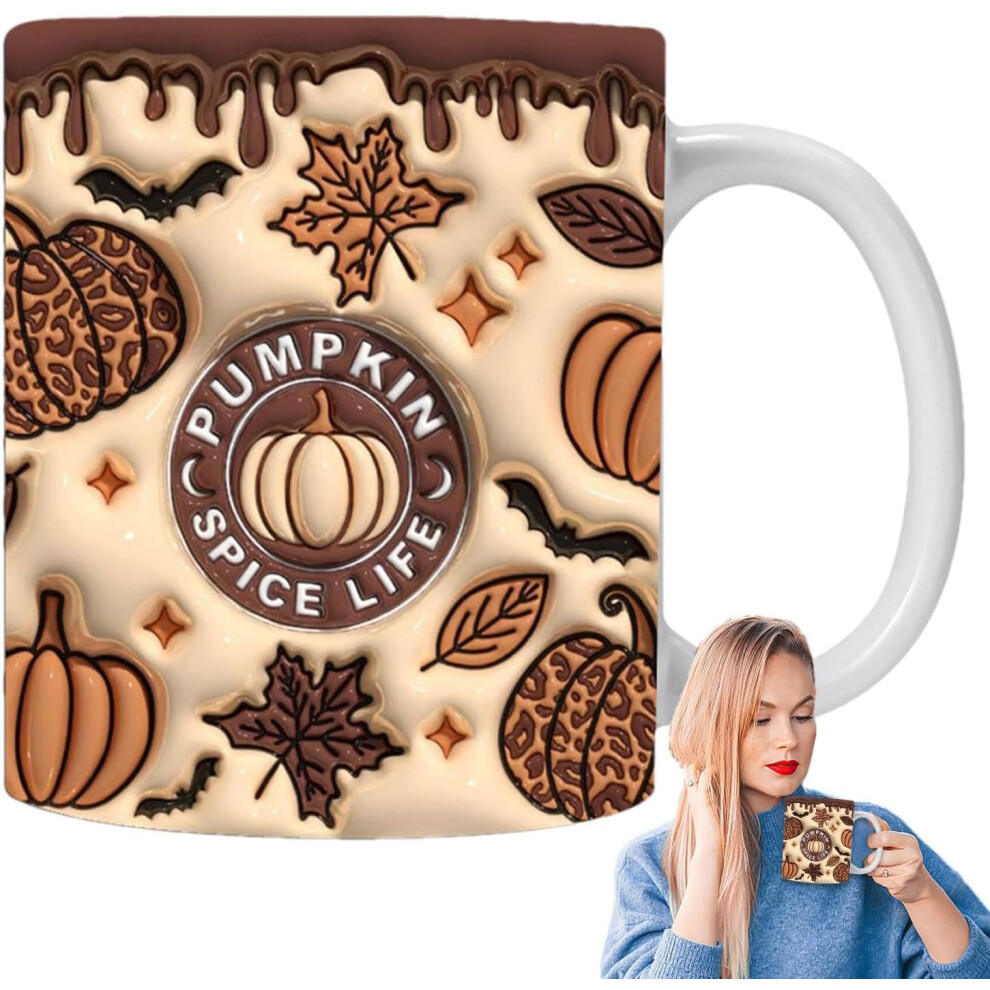 (A) Halloween Coffee Mug | Holiday Water Cup Pumpkin Ghost Pattern - 12oz Creative Hot Cocoa Mugs Ceramic Coffee Drinking Cup for Hot Or Cold Beverage-image-OPC-PGX752H-NEW
