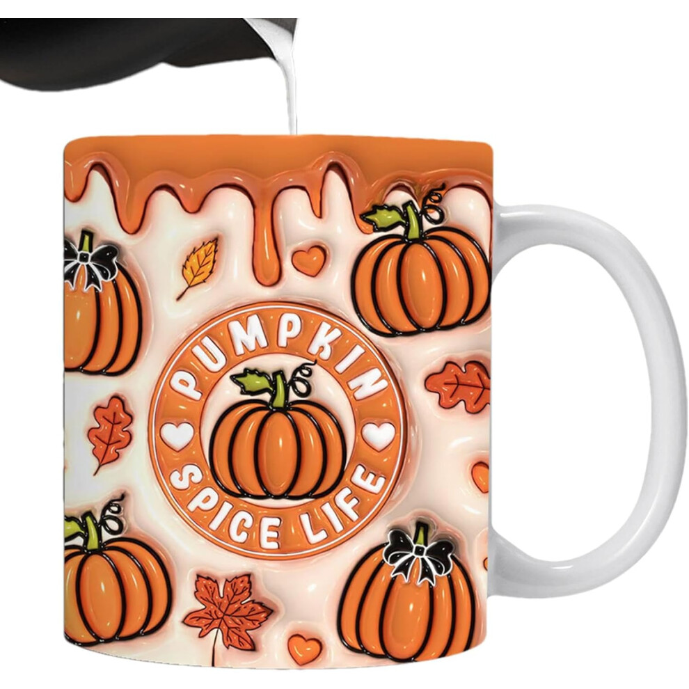 (B) Halloween Coffee Mug | Holiday Water Cup Pumpkin Ghost Pattern - 12oz Creative Hot Cocoa Mugs Ceramic Coffee Drinking Cup for Hot Or Cold Beverage
