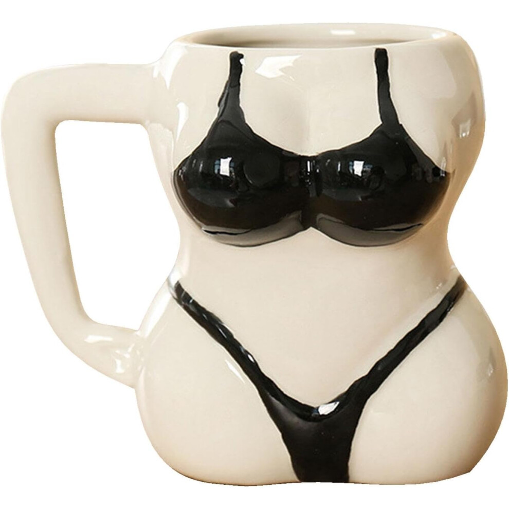 (Black) Bikini Coffee Mugs,Bikini Mug Tea Cup | Ceramic Mug Drinking Cup, Latte Mugs Female Body, Funny Sexy Coffee Mugs Desk Decor for Men Women