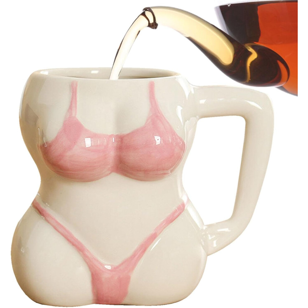 (Pink) Bikini Coffee Mugs,Bikini Mug Tea Cup | Ceramic Mug Drinking Cup, Latte Mugs Female Body, Funny Sexy Coffee Mugs Desk Decor for Men Women