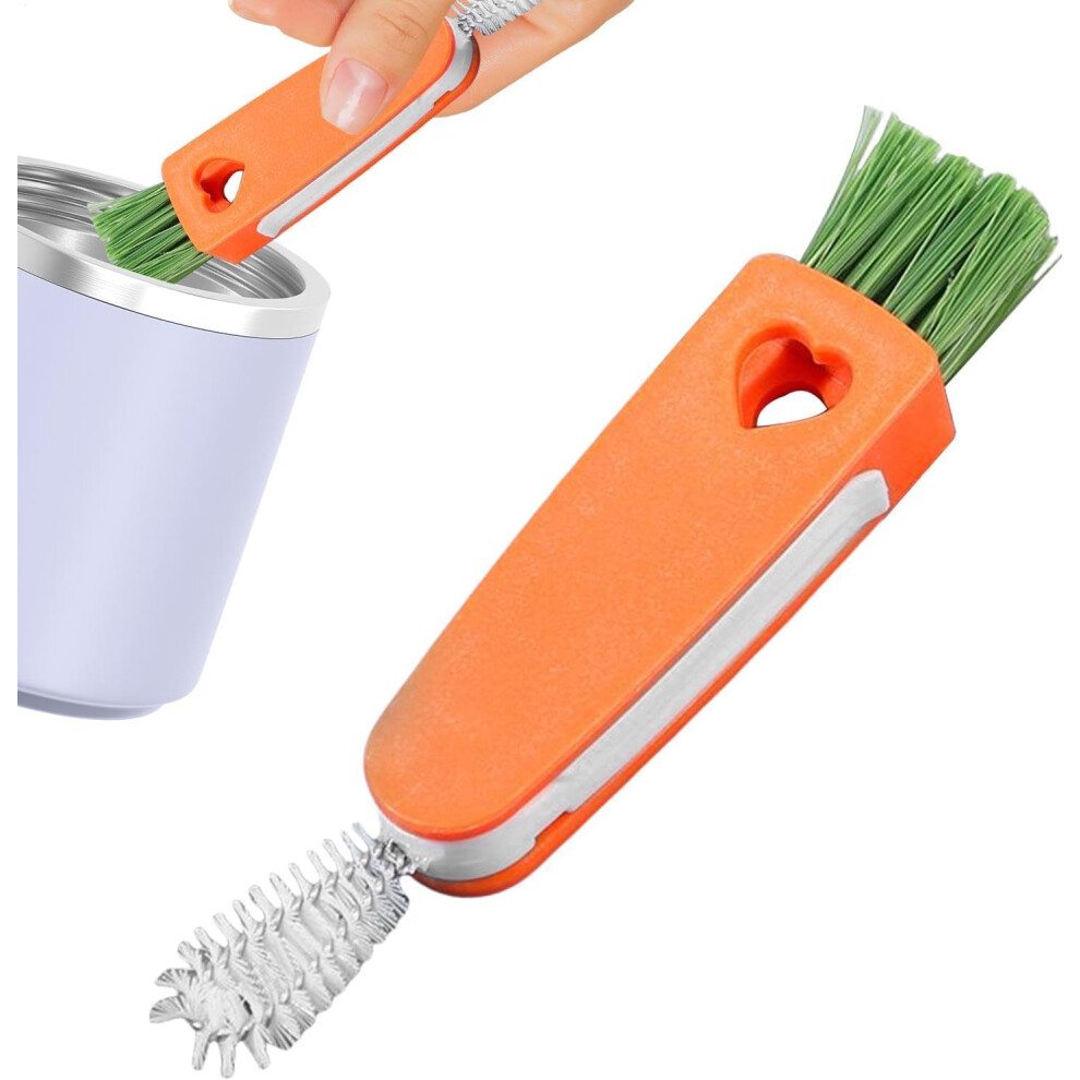 (Orange) Cup Lid Cleaner, Multifunctional Lid Crevice Cup Cleaner Brush, Tiny Crevice Tool Kitchen Gadgets, Handy Hand Tools for All Kinds of Water Bo
