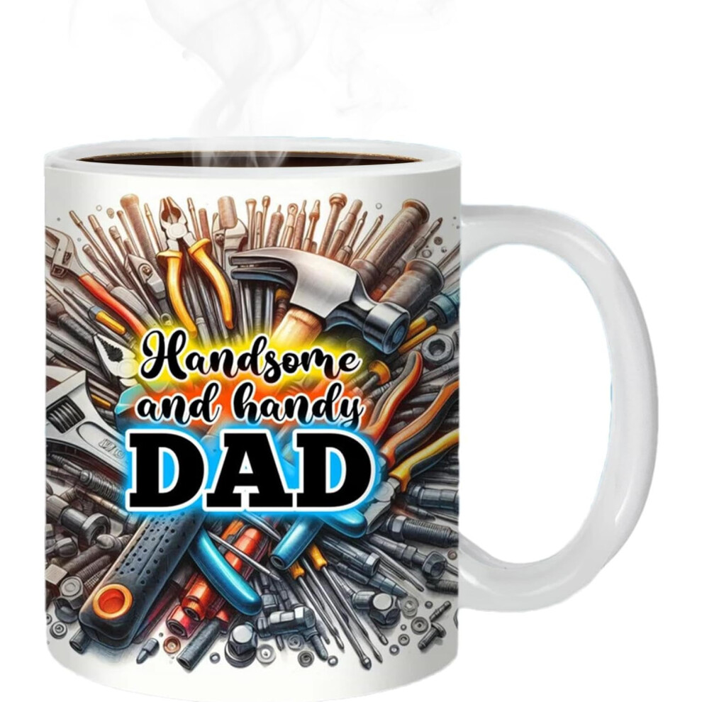(D61) Best Dad Ever Coffee Mug - Father's Day Ceramic Coffee Cup,350ml Creative Portable Coffee Mug with Handle, Multifunctional Tea Cups for New Father