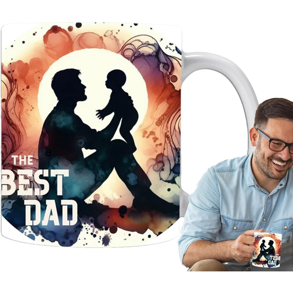 (D64) Best Dad Ever Coffee Mug - Father's Day Ceramic Coffee Cup,350ml Creative Portable Coffee Mug with Handle, Multifunctional Tea Cups for New Father