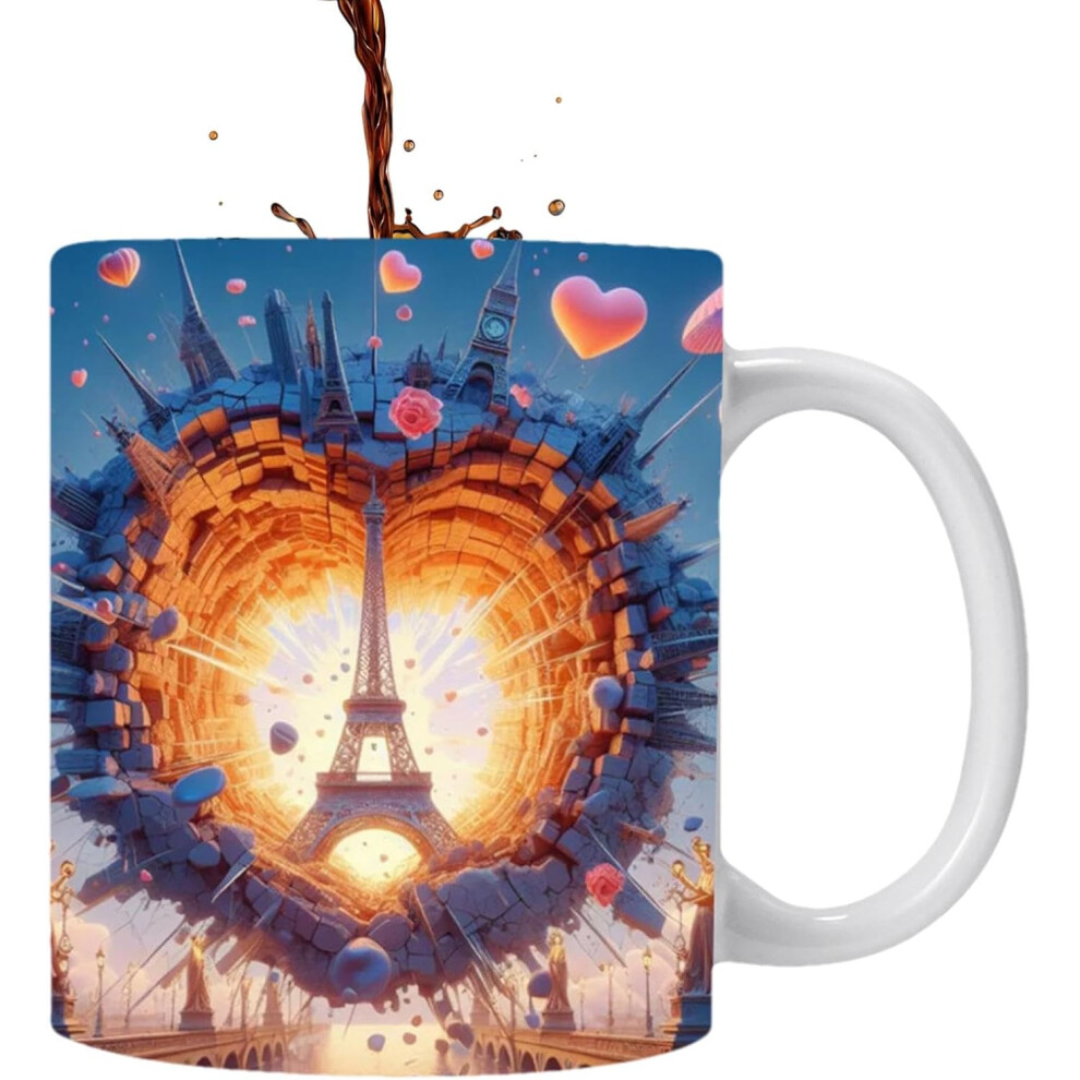 (E) Paris Tower Coffee Mug | Ceramic Novelty Cup - France Paris Tower Ceramic Drinking Cup for Coffee, Tea, Milk, Beverage Enthusiasts