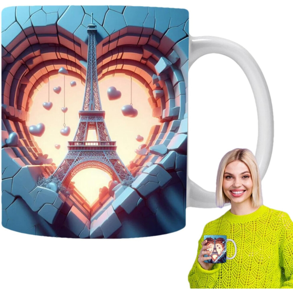 (D) Paris Tower Coffee Mug | Ceramic Novelty Cup - France Paris Tower Ceramic Drinking Cup for Coffee, Tea, Milk, Beverage Enthusiasts