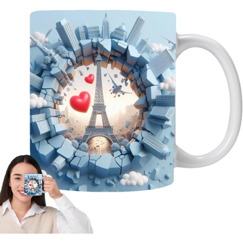 (C) Paris Tower Coffee Mug | Ceramic Novelty Cup - France Paris Tower Ceramic Drinking Cup for Coffee, Tea, Milk, Beverage Enthusiasts