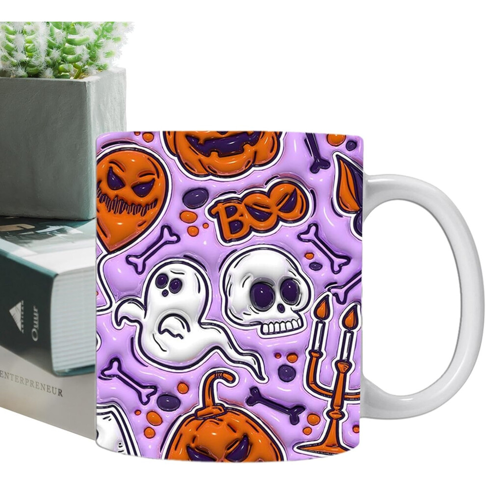 (D) Halloween Tea Cup - 350ml Ceramic Drinking Cup with Handle,Beverage Cup, Juice Mug for Women Girls, Aesthetic Room Decor