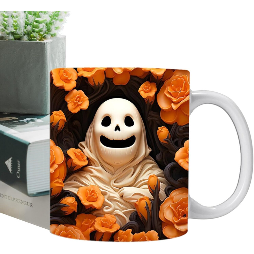 (C) Halloween Tea Cup - 350ml Ceramic Drinking Cup with Handle,Beverage Cup, Juice Mug for Women Girls, Aesthetic Room Decor