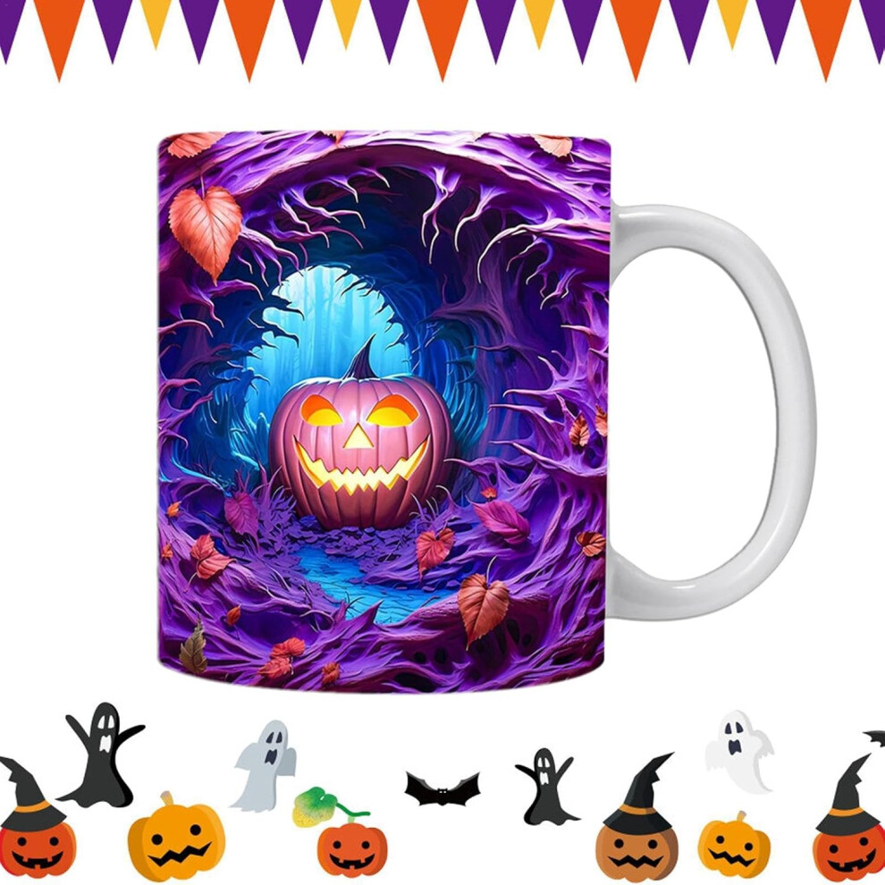 (B) Halloween Tea Cup - 350ml Ceramic Drinking Cup with Handle,Beverage Cup, Juice Mug for Women Girls, Aesthetic Room Decor