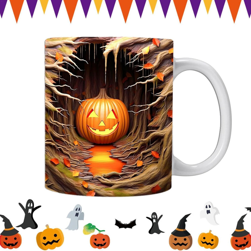 (A) Halloween Tea Cup - 350ml Ceramic Drinking Cup with Handle,Beverage Cup, Juice Mug for Women Girls, Aesthetic Room Decor