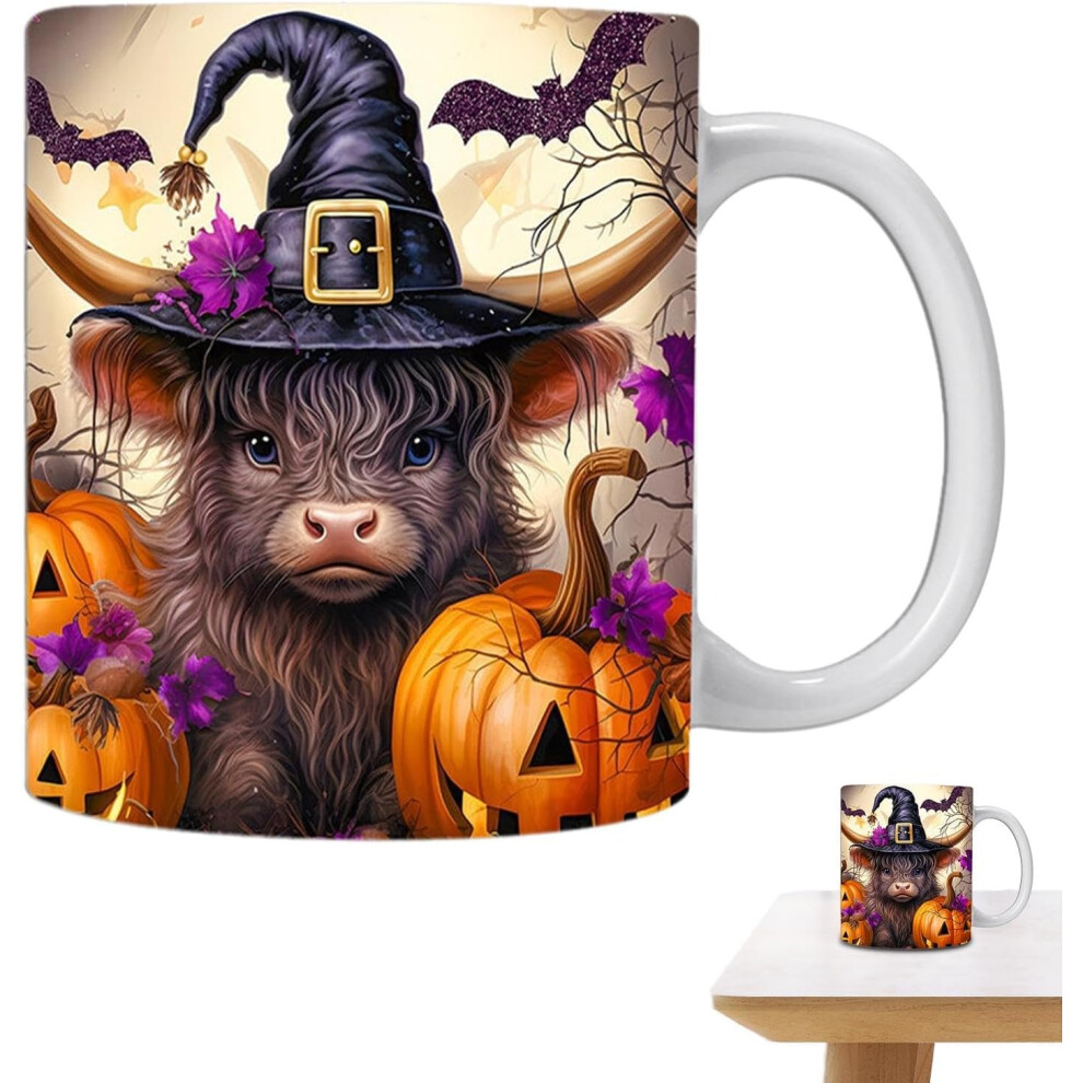 (E) Halloween Tea Cup - 350ml Ceramic Drinking Cup with Handle,Beverage Cup, Juice Mug for Women Girls, Aesthetic Room Decor