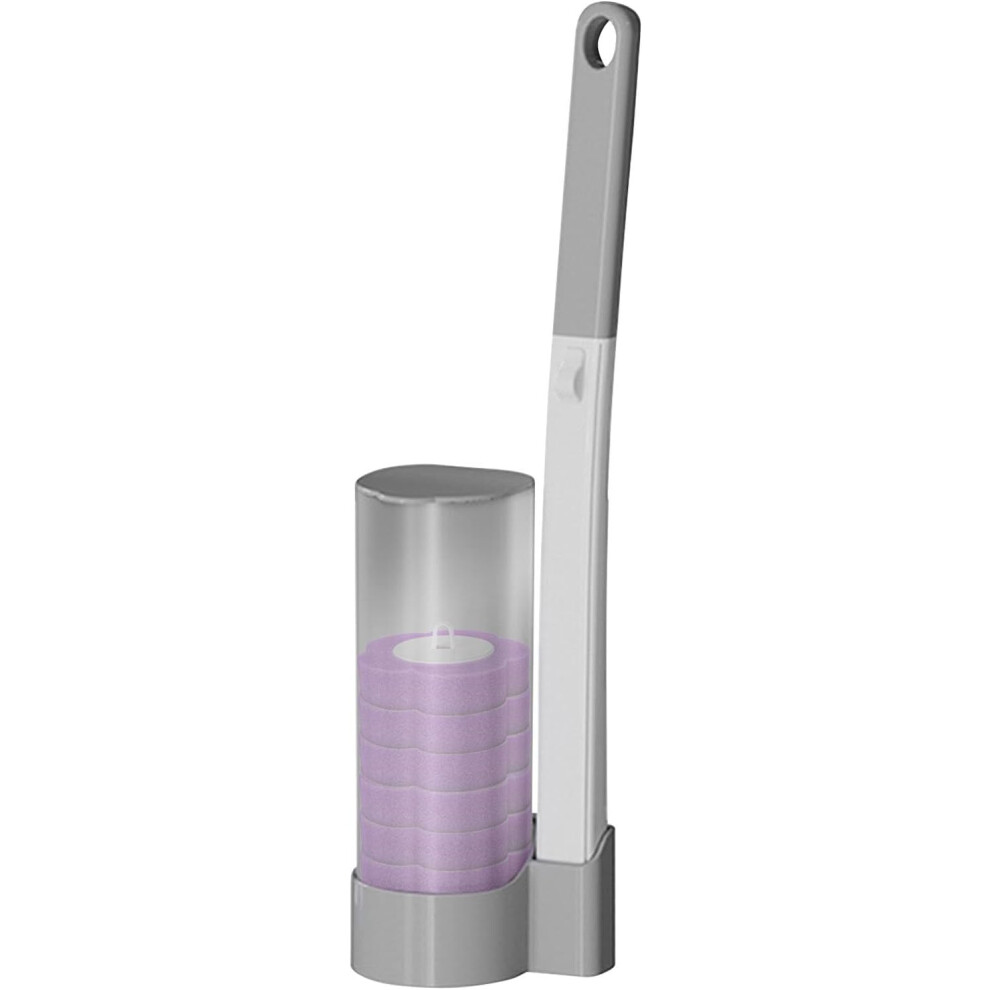 (Lavender flavor, Grey) Toilet Bowl Cleaner Wand,Refillable Toilet Scrub Cleaner Set - Quick Change Replacement Head, Handheld Scrubber For Efficient