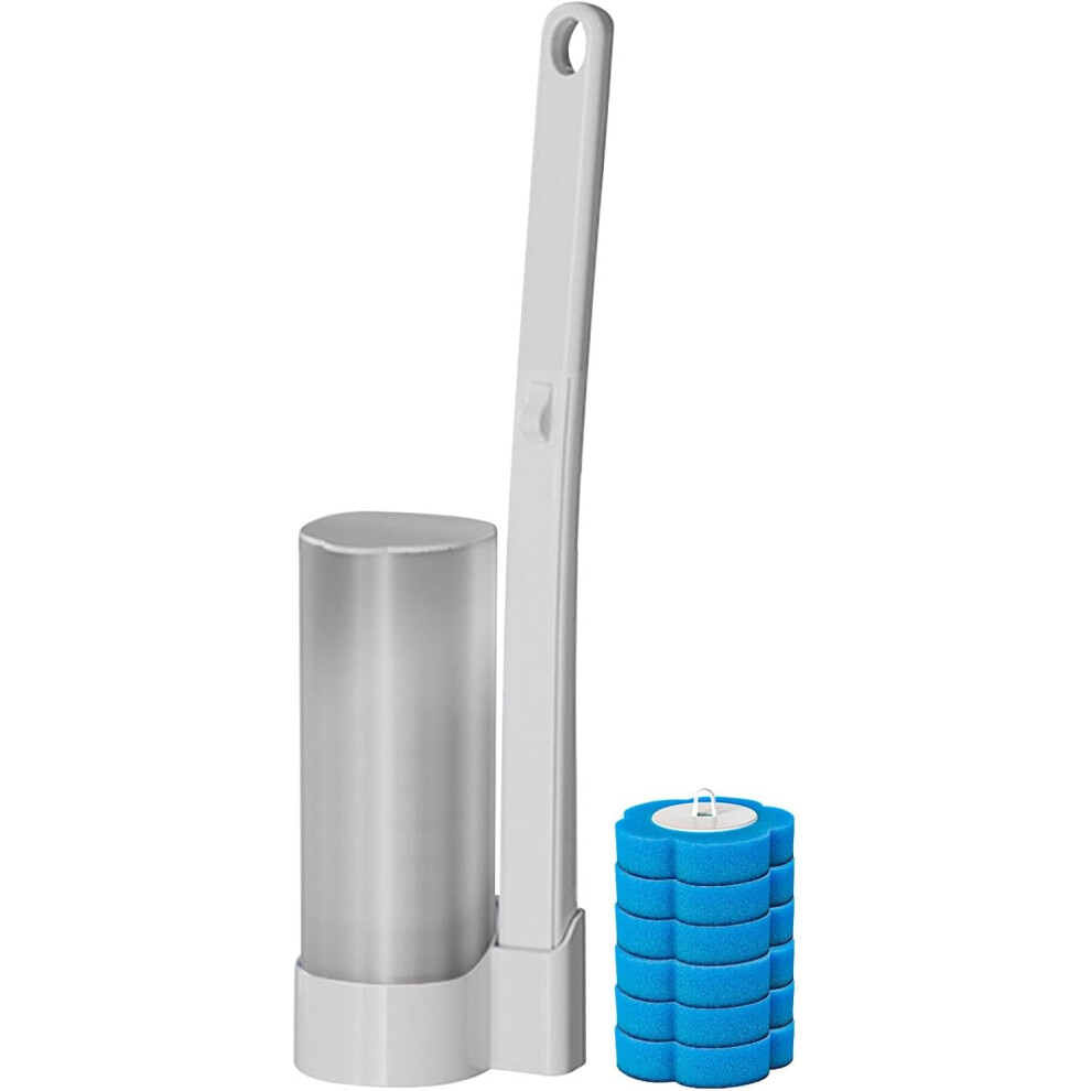 (Ocean flavor, White) Toilet Bowl Cleaner Wand,Refillable Toilet Scrub Cleaner Set - Quick Change Replacement Head, Handheld Scrubber For Efficient Ba