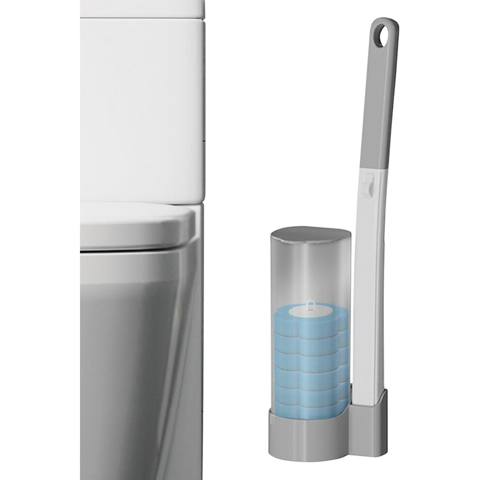(Ocean flavor, Grey) Toilet Bowl Cleaner Wand,Refillable Toilet Scrub Cleaner Set - Quick Change Replacement Head, Handheld Scrubber For Efficient Bat