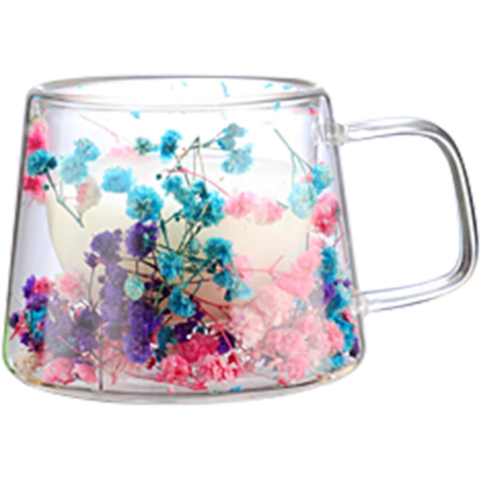 (03) Double Wall Coffee Mugs - Insulated Layer Flowers Coffee Cup | Insulated Flowers Coffee Cup, 250ml Clear Espresso Cup for Cappuccino Tea Latte Ju