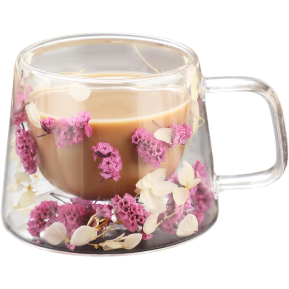 (02) Double Wall Coffee Mugs - Insulated Layer Flowers Coffee Cup | Insulated Flowers Coffee Cup, 250ml Clear Espresso Cup for Cappuccino Tea Latte Ju-image-OPC-PGX759S-NEW