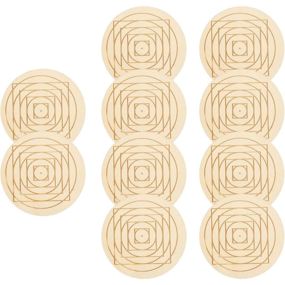 (No. 2) Wood Coaster - 10x Creative Geometric Tea Coaster - Anti-scalding Tabletop Protection and Decor, Wooden Cup Mat, Unique Tabletop Protection