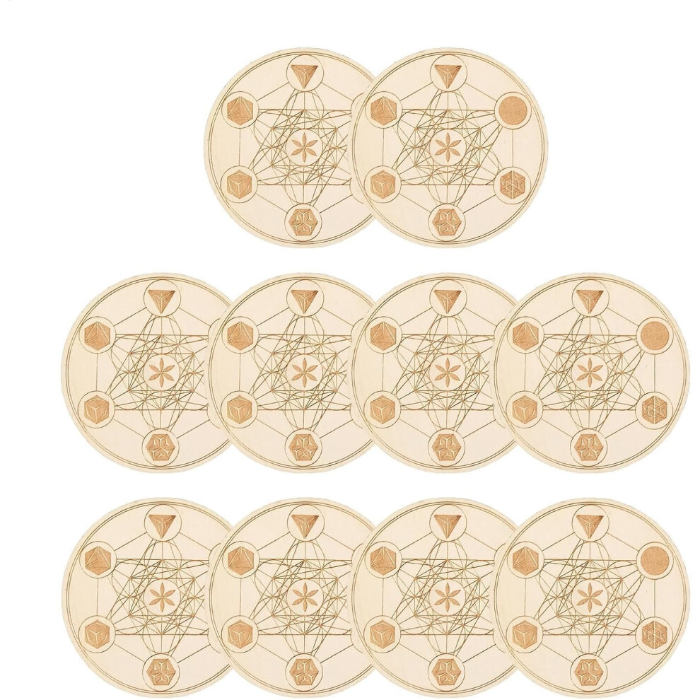 (No. 3) Wood Coaster - 10x Creative Geometric Tea Coaster - Anti-scalding Tabletop Protection and Decor, Wooden Cup Mat, Unique Tabletop Protection