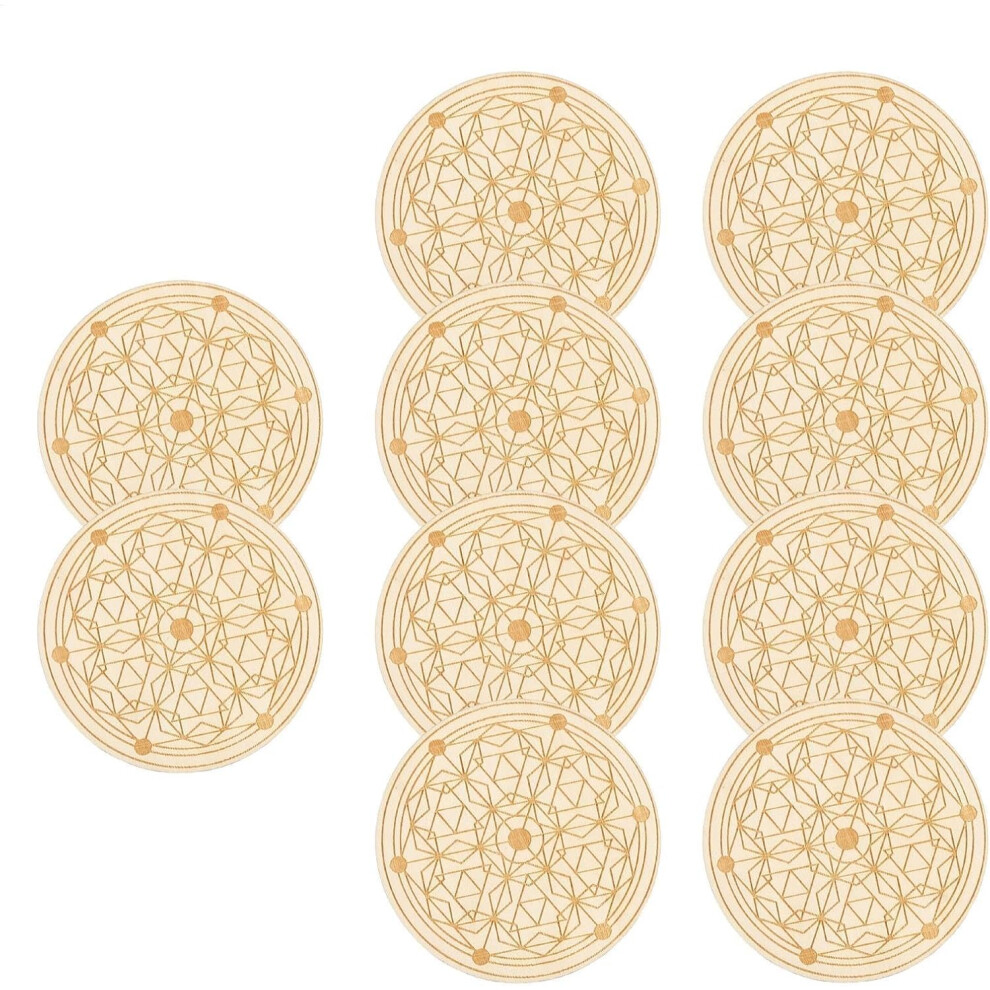 (No. 4) Wood Coaster - 10x Creative Geometric Tea Coaster - Anti-scalding Tabletop Protection and Decor, Wooden Cup Mat, Unique Tabletop Protection