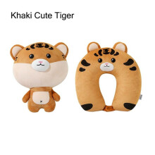(Khaki Cute Tiger)Söpö monitoiminen vaihdettava sarjakuva kohdunkaulan pörröiset tyynyt U-muotoinen
