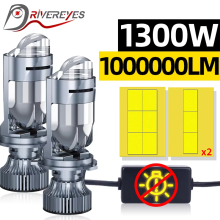 (6000K-200000LM Objektiv-H4)H4 Bi LED Mini Projektor Objektiv 1000000LM 1300W Auto Scheinwerfer Birne