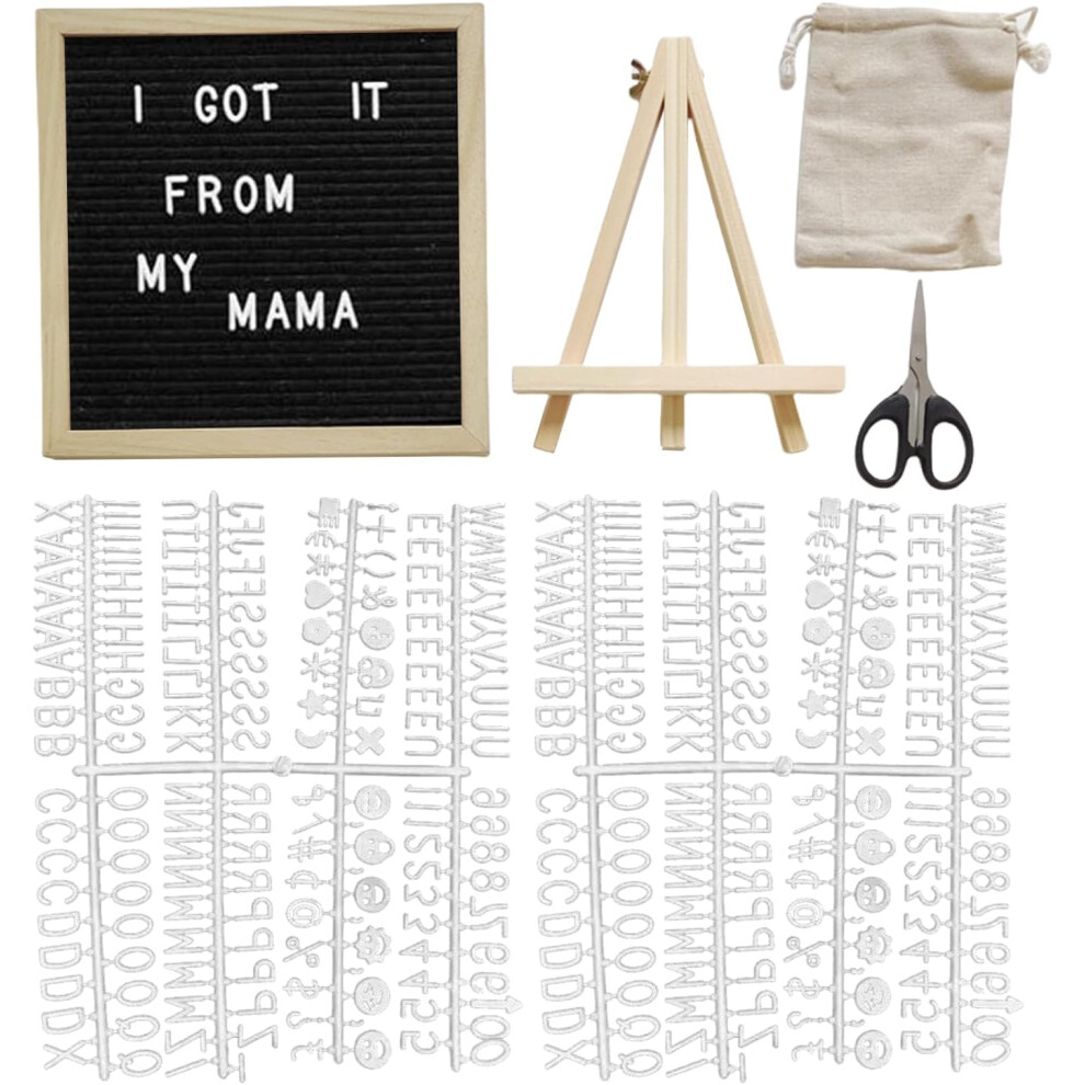 (Black) Felt Letter Board,Letter Board with Stand - Wooden Frame Rustic Interactive Felt Bulletin 9.84x9.84inch Billboard for School Classroom Hospital Cafe