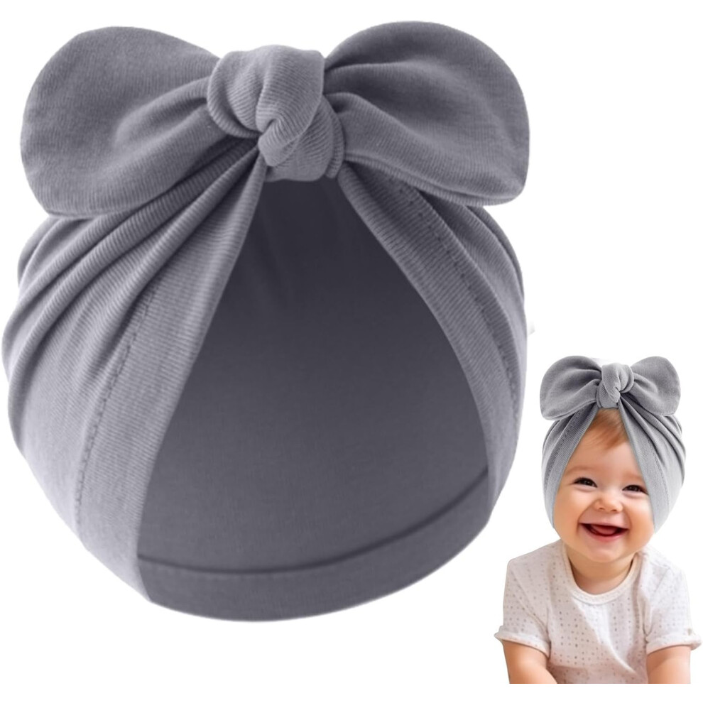 Baby Hats,Baby Cotton Headscarves | Soft Cotton Baby Girls Hat, Boys Beanie Hat, Cute Bowknot Baby Beanie Gray