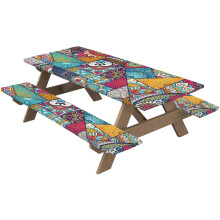 (B) Tablecloth for Outdoor Tables, Outdoor Elastic Picnic Table Kit | Windproof Table Furniture Covers for Picnic