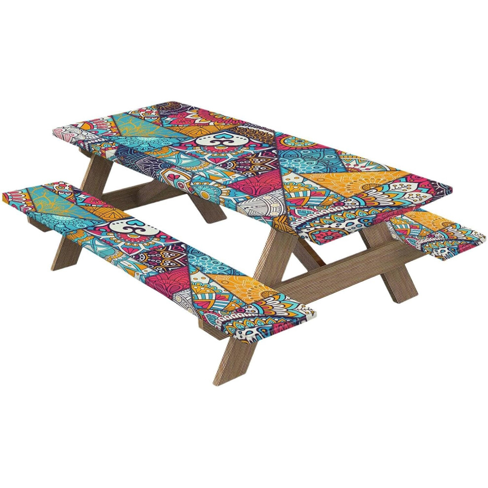 (B) Tablecloth for Outdoor Tables, Outdoor Elastic Picnic Table Kit | Windproof Table Furniture Covers for Picnic-image-OPC-PGX7WP8-NEW