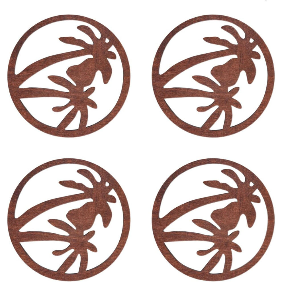 Palm Tree Coaster Set,4x Palm Tree Pattern Modern Anti-Scalding Absorbent Round Coasters for Drink - Cup Placemat Tabletop Protection for Coffee