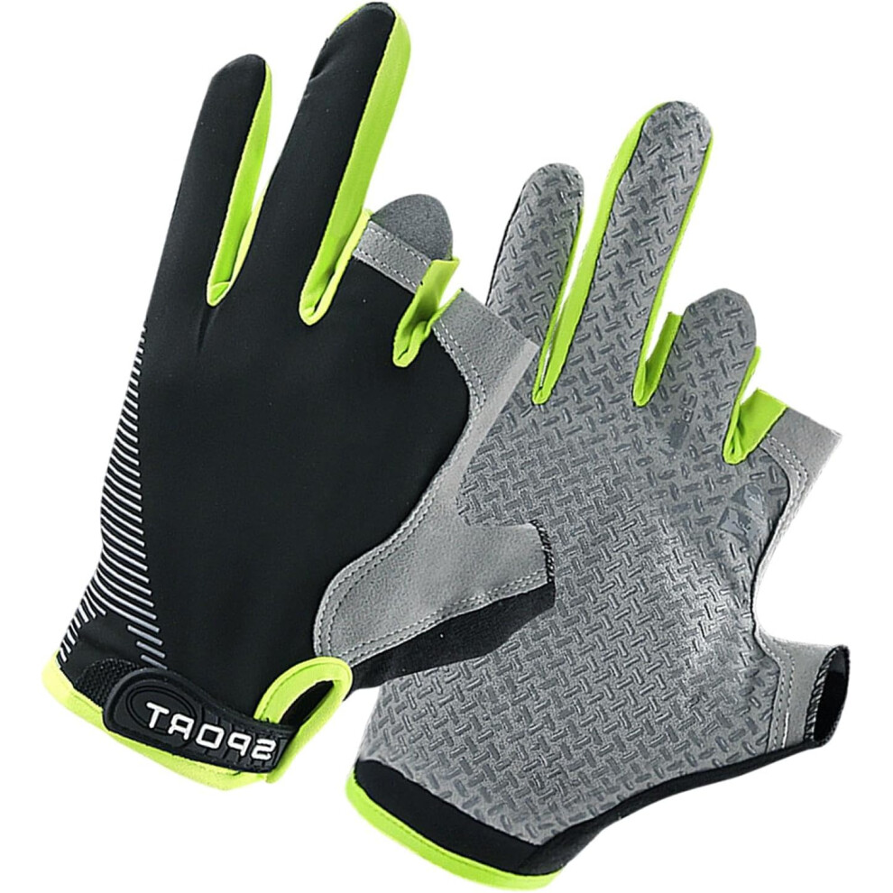 (Green) Fishing Gloves Men,Breathable Ice Silk Workout Fishing Gloves - Adjustable Touchscreen Uv Protection Riding Gloves For Sailing, Rowing Green