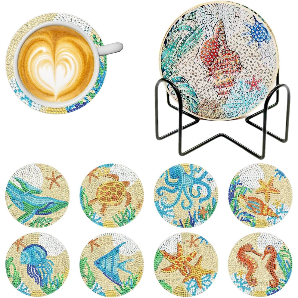 Gem Art Painting Coasters - Painting Art Gem Ornament Coasters - Holiday Party Favors, Exquisite Cup Holder Desktop Decorations for Kitchen