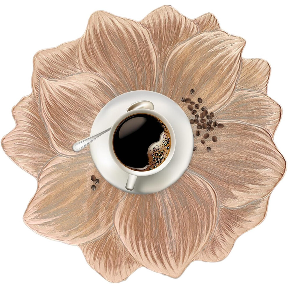 (Rose Gold) Flower Placemat Washable | Dining Table Place Mats - Dinner Table Setting Centerpiece, Heat-resistant Holiday Decoration Placemat