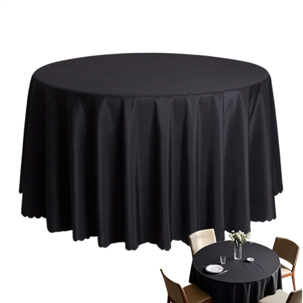 (2 x 9.8 inch (Refer to description), Black) Table Cloth Round Cover,63-Inch Solid Color Table Covers - Buffet Tabletop Decoration, Restaurant Banquet Supplies for Birthday Party