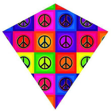 Brainstorm 25 tum Peace Colormax Nylon Diamond Kite med Line & Winder/Handle